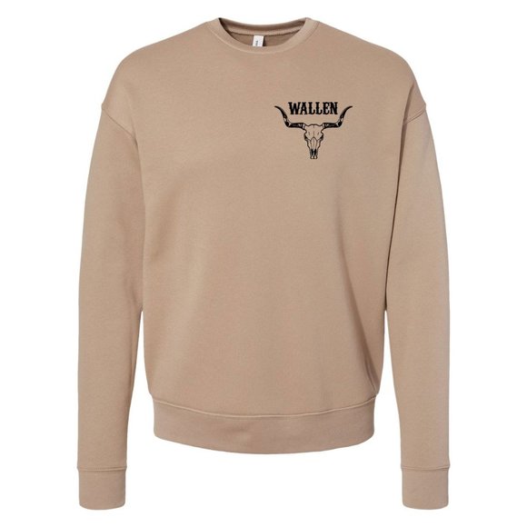 Morgan Wallen Bella Canvas drop sholder crewneck sweatshirt TAN - Picture 2 of 2